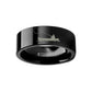Hunting Landscape Scene Fishing Boat Fishermen Fish Engraved Flat Black Tungsten Ring - 4mm - 12mm - 8mm
