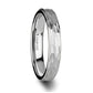 WINNIE Women's White Tungsten Ring with Raised Hammered Finish Center and Polished Step Edges - 4mm