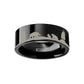 Animal Landscape Scene Bears Bear Cubs Engraved Flat Black Tungsten Ring - 4mm -12mm - 6mm