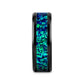 PULSAR Black Ceramic Wedding Band with Beveled Edges and Emerald Green & Sapphire Blue Color Opal Inlay - 6mm or 8 mm