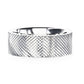 NOBLE Silver Cross-Hatched Finish Flat Style Wedding Band - 4mm & 8mm