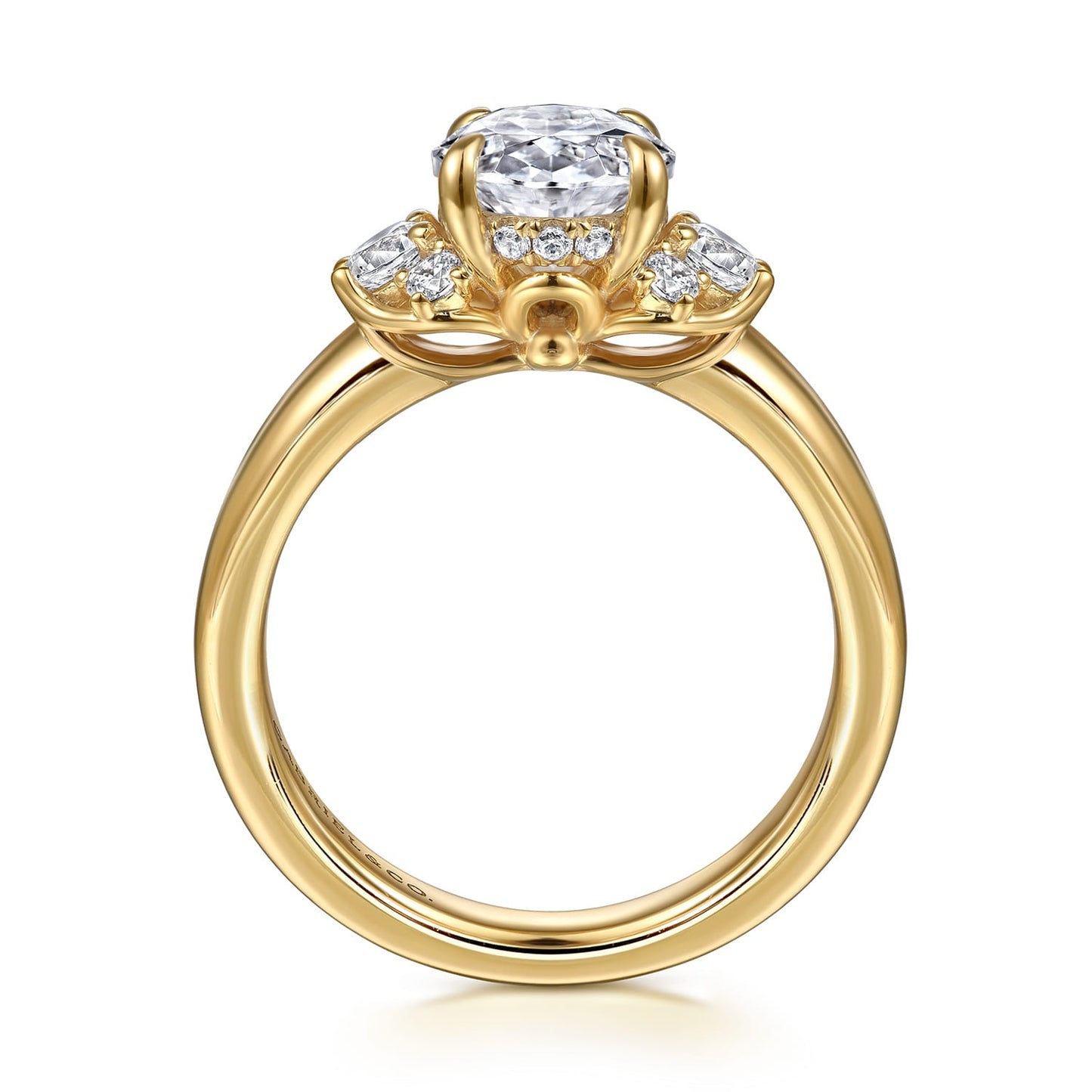 Gabriel & Co. Mattie - 14K Yellow Gold Oval Lotus Diamond Engagement Ring 10.5X7 1/2CTW