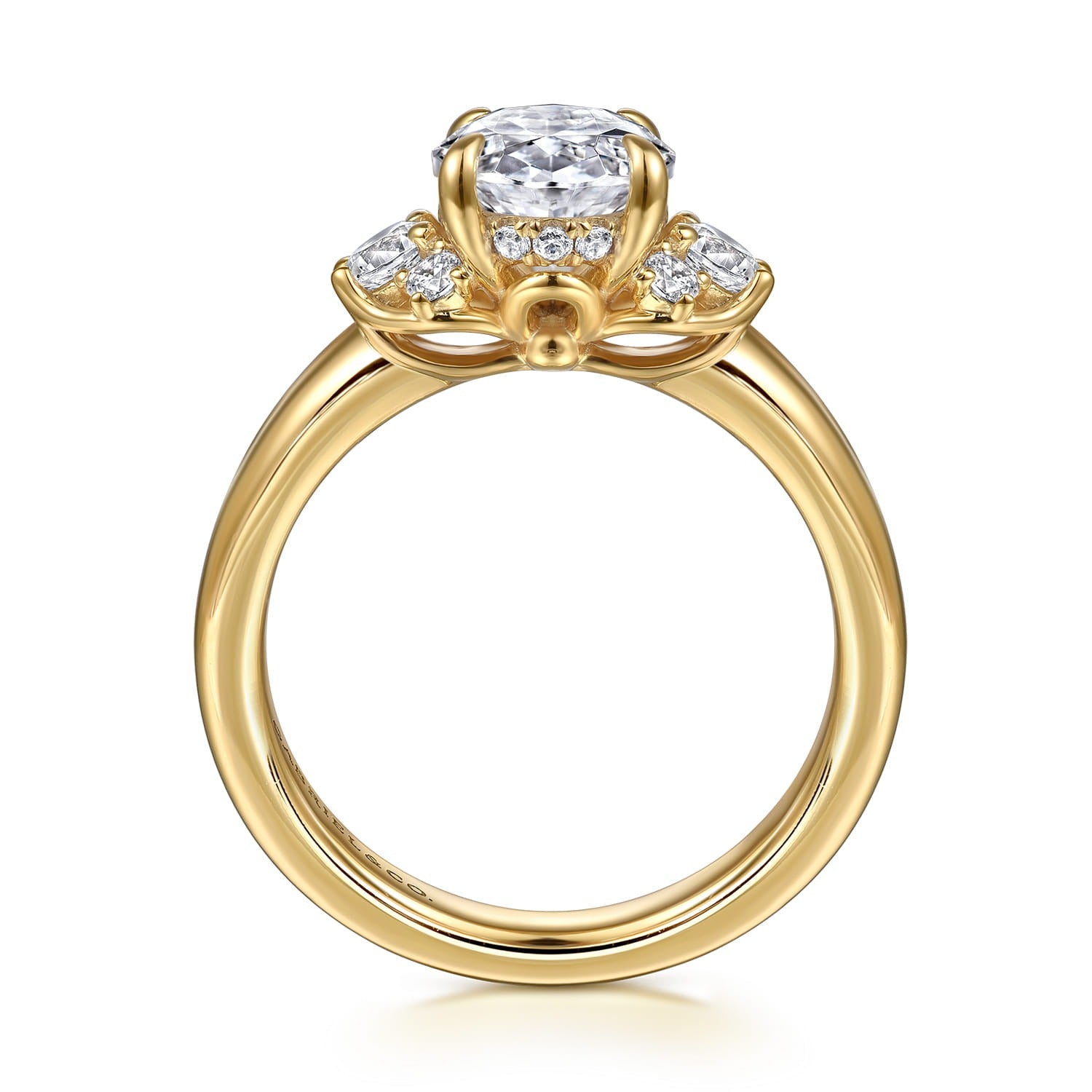 Gabriel & Co. Mattie - 14K Yellow Gold Oval Lotus Diamond Engagement Ring 10.5X7 1/2CTW