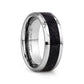 MAKI Men’s Beveled Polished Finish Tungsten Wedding Ring with Purple Goldstone Inlay - 8mm
