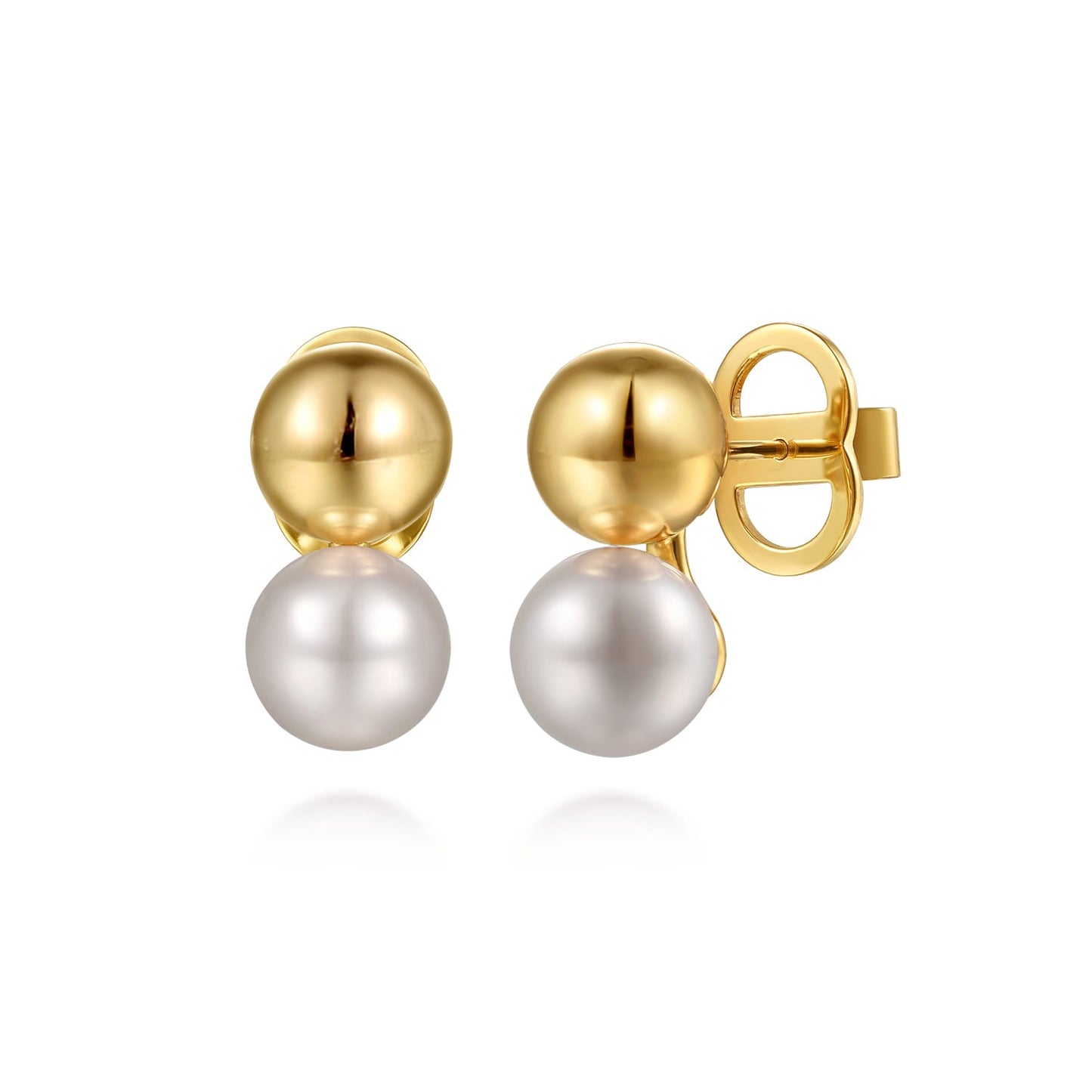 Gabriel & Co. 14K Yellow Gold Bujukan and Pearl Stud Earrings
