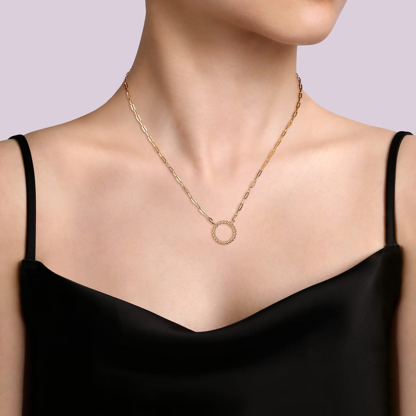 Gabriel & Co. 14K Yellow Gold Chain Necklace with Bujukan Circle