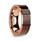 ROUVIN Polished 14k Rose Gold Men’s Wedding Band with Redwood Inlay - 8mm