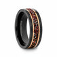 INFERNO Black/Rose Hammered Tungsten Carbide Ring with Dinosaur Bones and Meteorite - 8mm