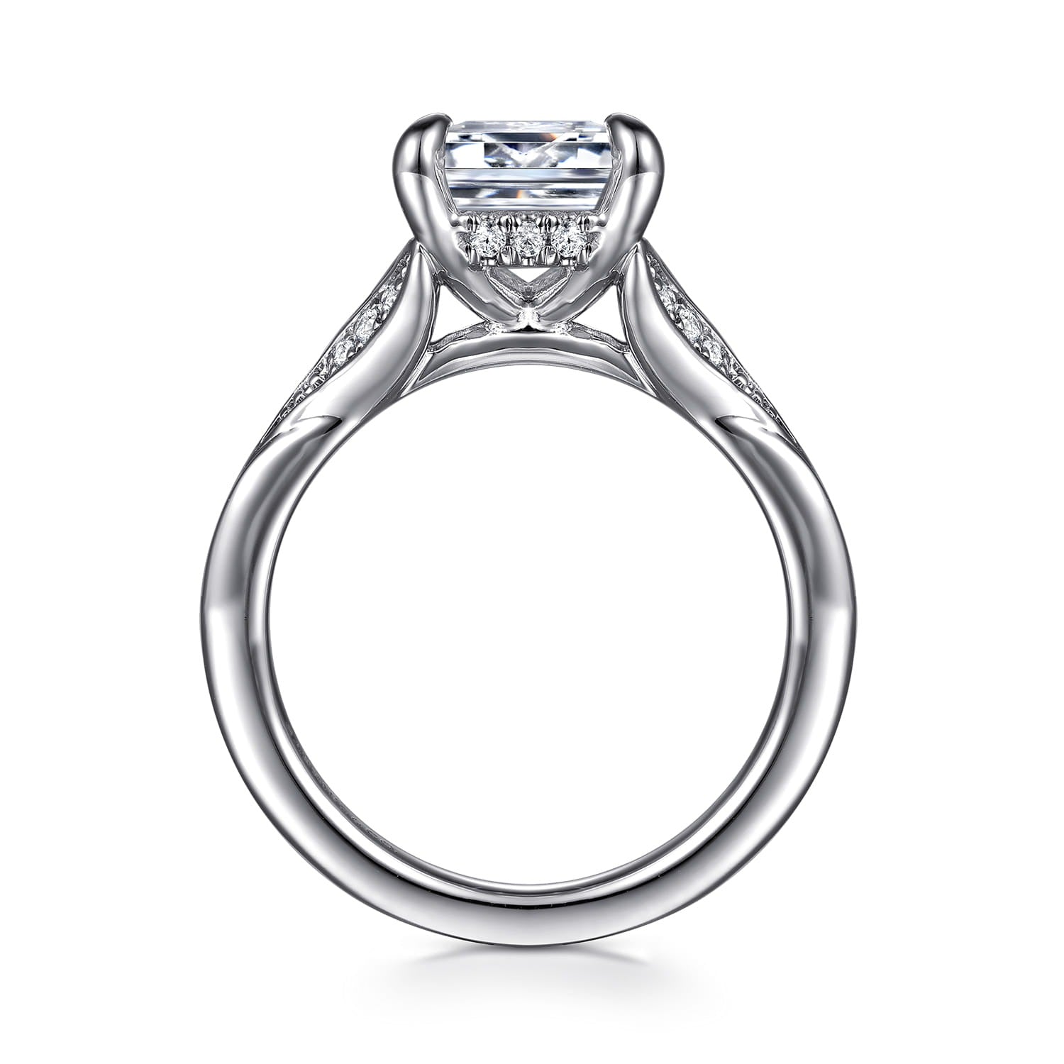 Gabriel & Co. Taye - 14K White Gold Split Shank Emerald Cut Diamond Engagement Ring 1/5CTW 9.5X7