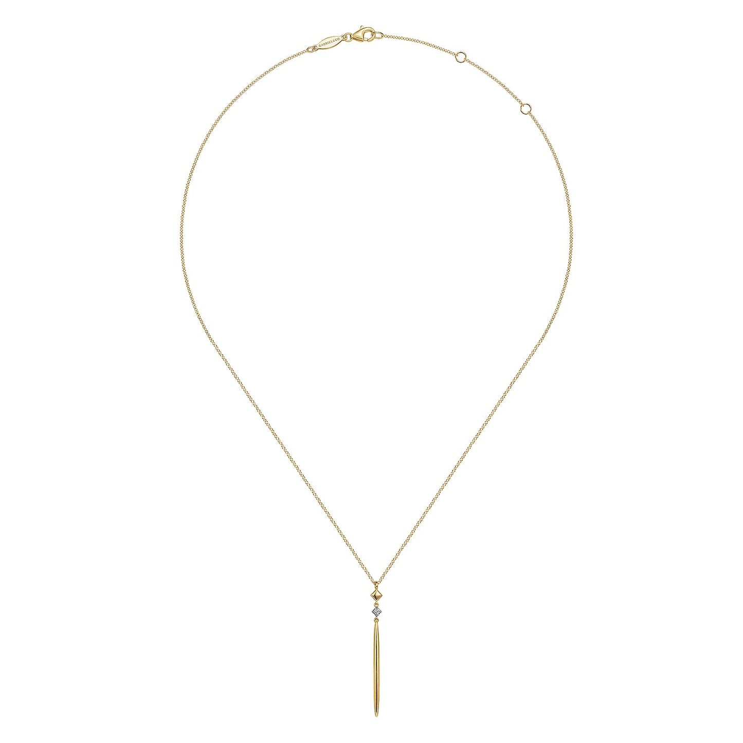 Gabriel & Co. 14K Yellow Gold Diamond Pendant Drop Necklace .03CTW