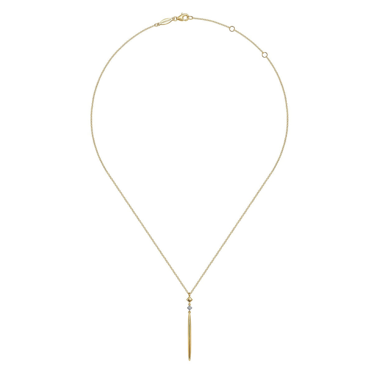 Gabriel & Co. 14K Yellow Gold Diamond Pendant Drop Necklace .03CTW