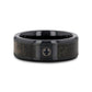 MONTANA Black Ceramic Ring with Ombre Deer Antler Inlay Polished Beveled Edges with Black Diamond - 8mm