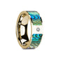 GALATEA Flat 14K Yellow Gold Ring with Mother of Pearl Inlay & White Diamond Setting - 8mm