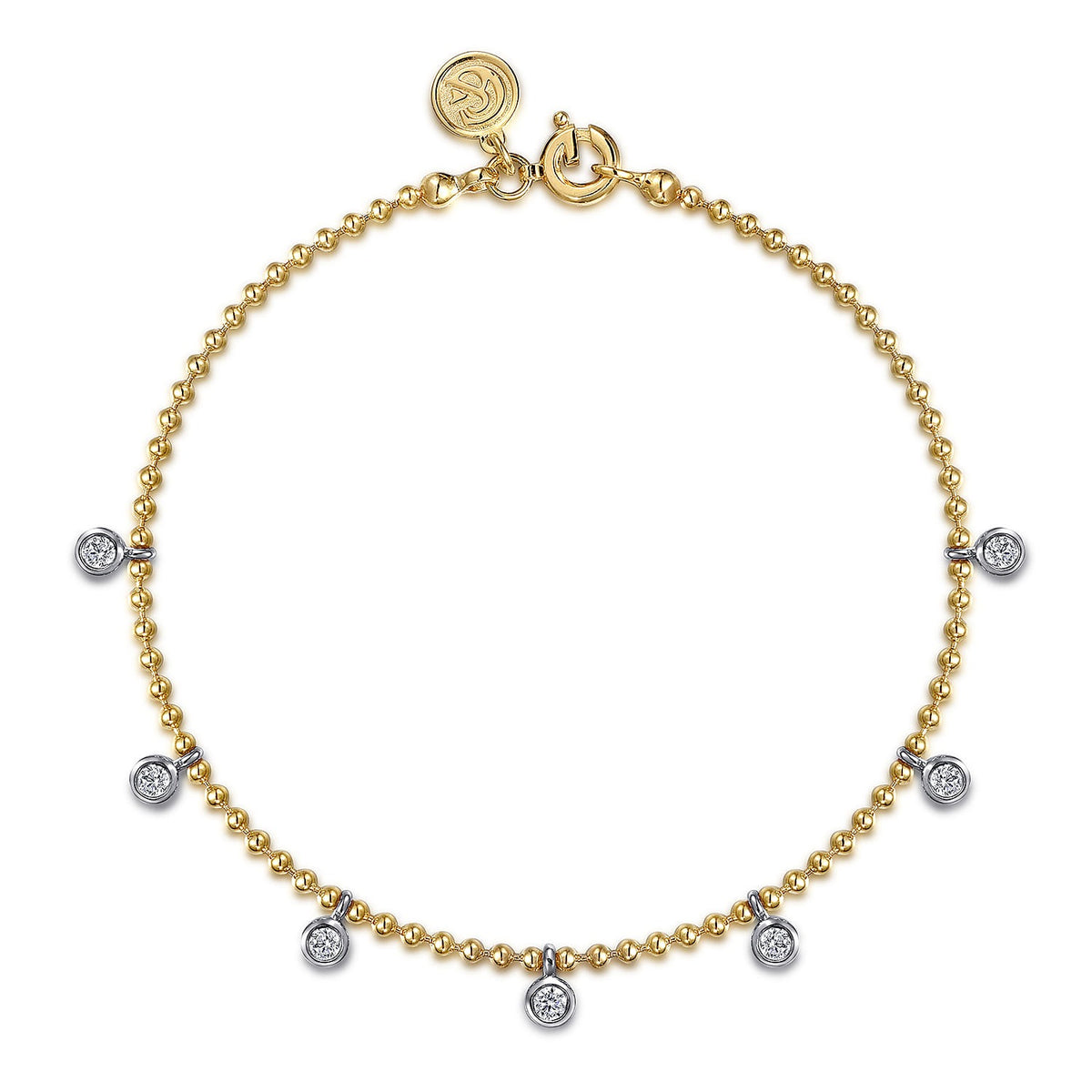 Gabriel & Co. 14K White and Yellow Gold Bujukan White Sapphire Droplet Bracelet