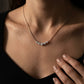 Gabriel & Co. 14K White Gold White Sapphire Bar Necklace .24CTW - worn lifestyle photo