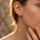 Gabriel & Co. 14K Yellow Plain Gold Bujukan Ball Leverback Drop Earrings - worn lifestyle photo