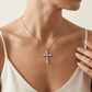 Gabriel & Co. 14K White Gold Diamond Cross Pendant Necklace 1/4CTW - worn lifestyle photo