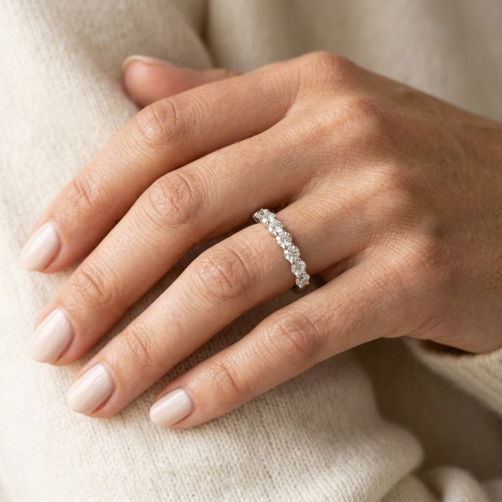 Gabriel & Co. 14K White Gold Single Prong Diamond Band Ring 1/2CTW - worn lifestyle photo