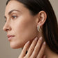 Gabriel & Co. 14K White Yellow Gold Bujukan Diamond 3 Row J Hoop Stud Earrings - worn lifestyle photo