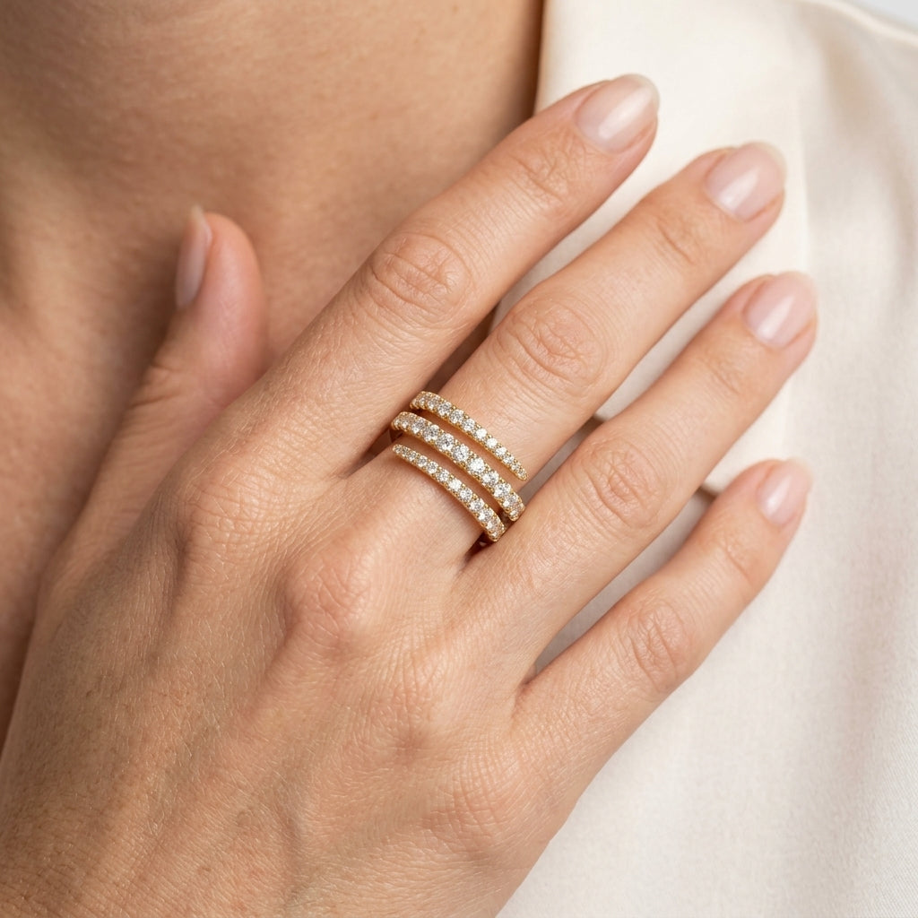 Gabriel & Co. 14K Yellow Gold Diamond Spikes Wrap Ladies Ring Kaslique 3/4ctw - worn lifestyle photo