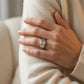 Modern Emerald Cut Bezel Set Engagement Ring - worn lifestyle photo