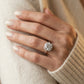 Solitaire Round Halo Engagement Ring - worn lifestyle photo