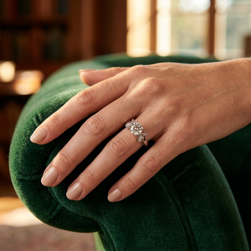 ENGAGEMENT RINGS SOLITAIRES ROUND - worn lifestyle photo