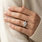 Pear Accent Three-Stone Engagement Ring - worn lifestyle photo