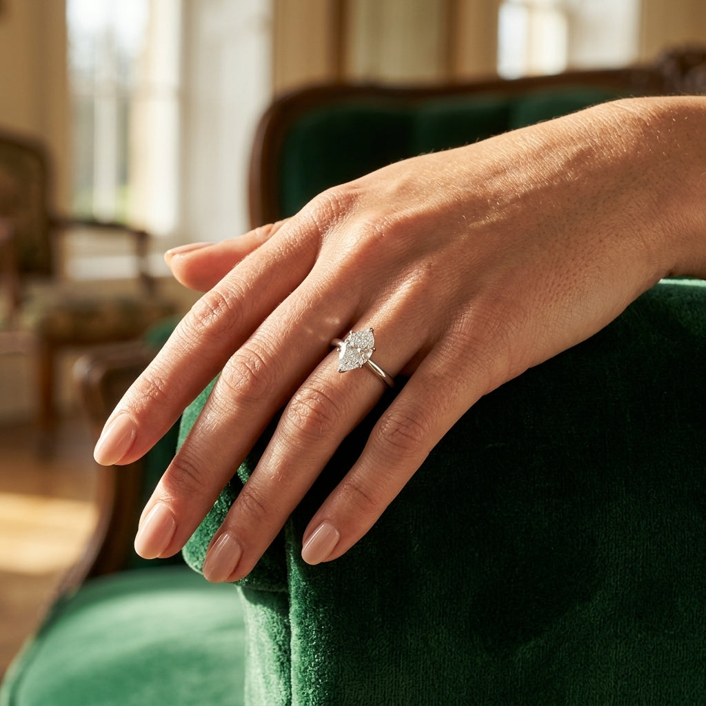 Pear Shape Solitaire Engagement Rings - worn lifestyle photo