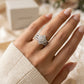 14K White Gold Oval Diamond Bypass Halo Wedding Set - worn lifestyle photo