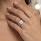 14K White Gold 2.00 CTW Radiant-Shaped Composite Diamond Halo Engagement Ring - worn lifestyle photo