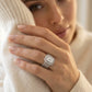 14k White Gold 1.97 CTW Natural Emerald-Cut Diamond Double Halo Wedding Set - worn lifestyle photo