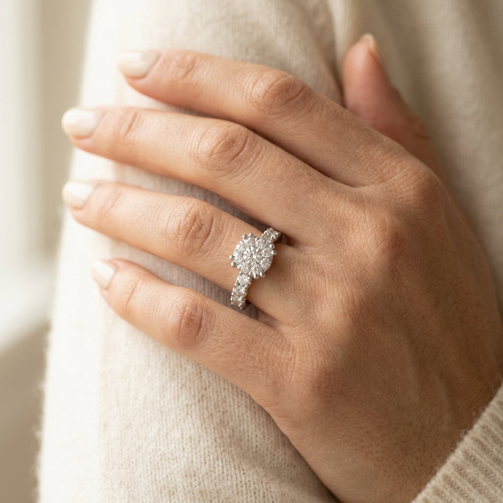 1 Ctw Diamond Lovebright Ring in 14K White Gold - worn lifestyle photo
