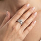 3/4 Ctw Split Twin Row Bezel Set Pear and Round Cut Diamond Fashion Ring in 14K White Gold - worn lifestyle photo