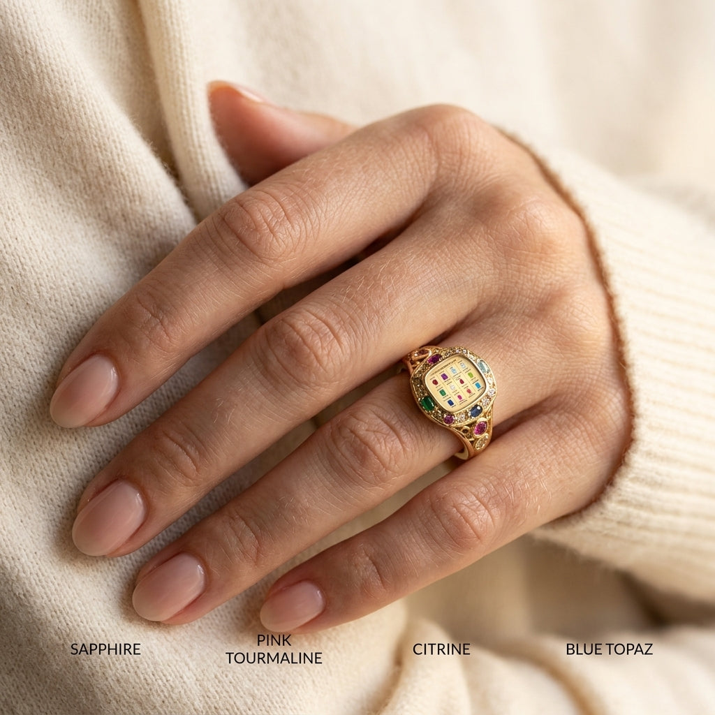 5X3 MM Oval Shape Sapphire and 1/20 Ctw Round Cut Diamond Halo Precious Ring in 10K White Gold - worn lifestyle photo