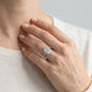 Emerald Cut Halo Engagement Ring - worn lifestyle photo