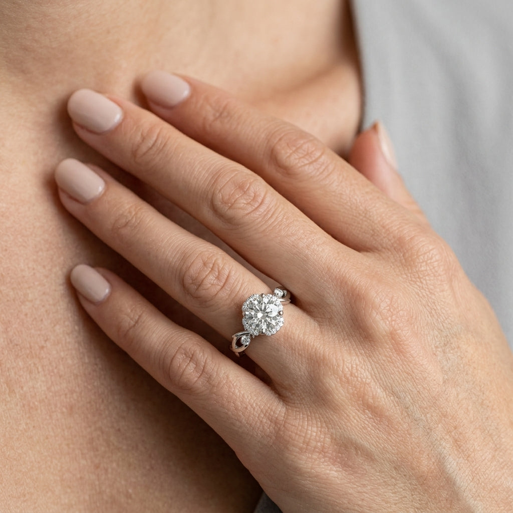 Twisted Shank Engagement Ring - worn lifestyle photo