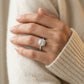 Single Row Square or Cushion Halo Engagement Ring - worn lifestyle photo