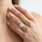 Single Row Cushion Halo Engagement Ring - worn lifestyle photo