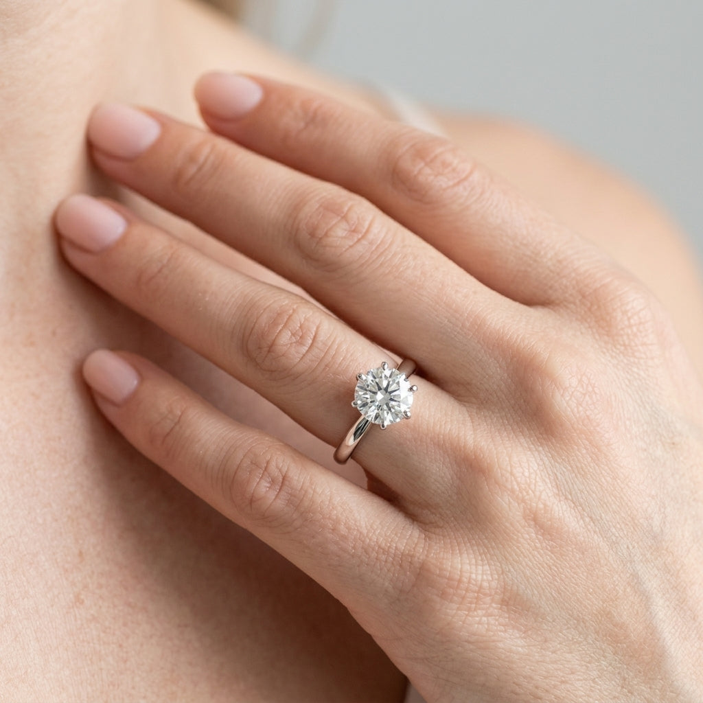Solitaire Engagement Ring - worn lifestyle photo