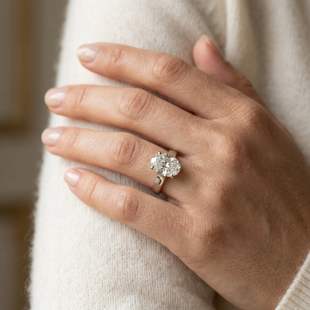 Solitaire Trellis Engagement Rings - worn lifestyle photo