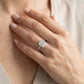 Single Row Halo Emerald Cut Engagement Ring - worn lifestyle photo