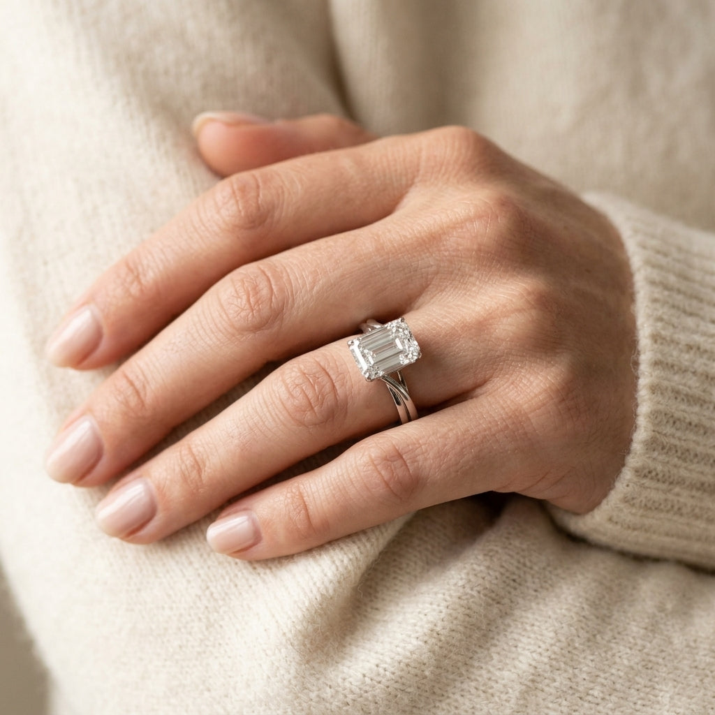 Bypass Solitaire Engagement Rings - worn lifestyle photo