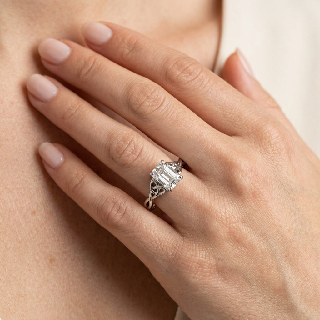 EMERALD CUT COLOR SOLITAIRE - worn lifestyle photo