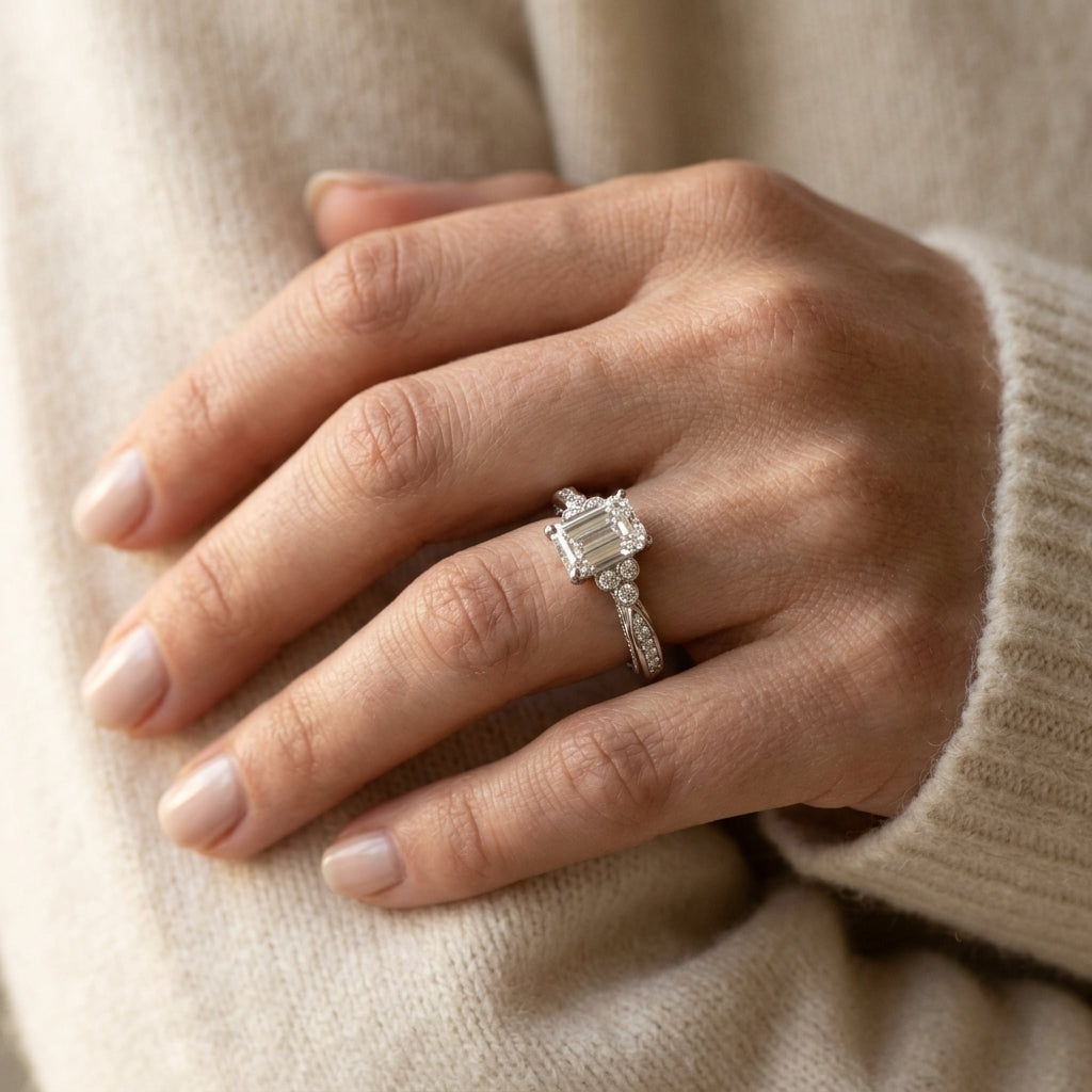 FASHION RINGS EMERALD CUT - worn lifestyle photo