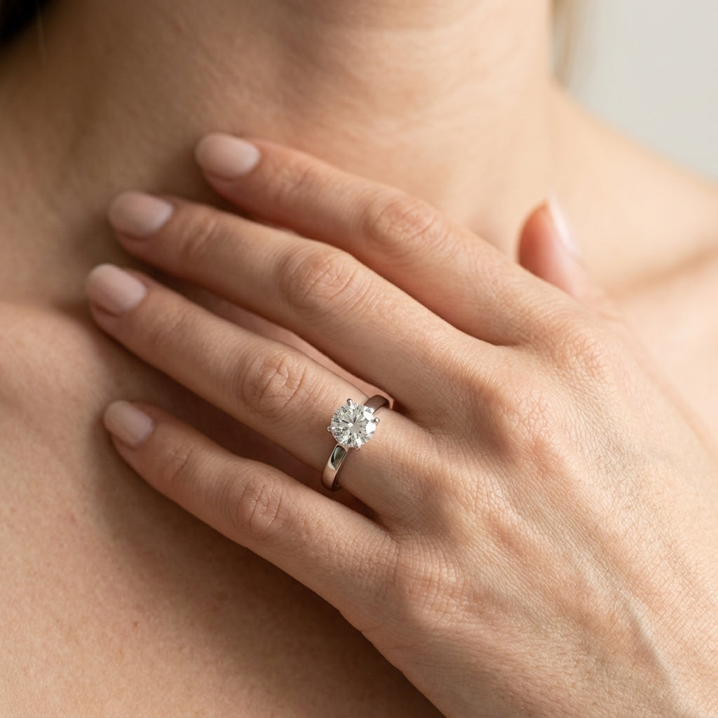 Solitaire Engagement Rings - worn lifestyle photo