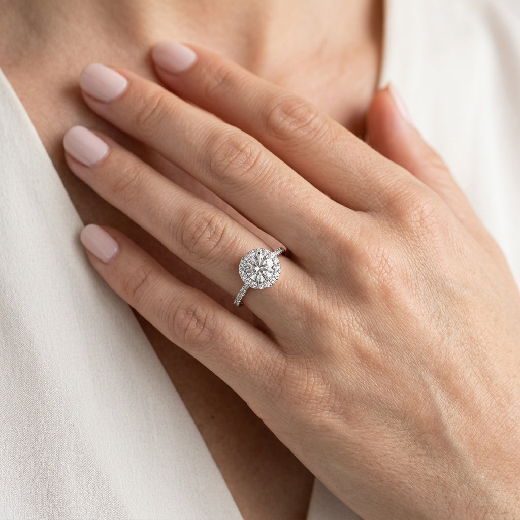 ROUND HALO FOR 1/4, 1/3 - worn lifestyle photo