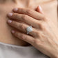 Pear Double Halo Split Shank Engagement Ring - worn lifestyle photo