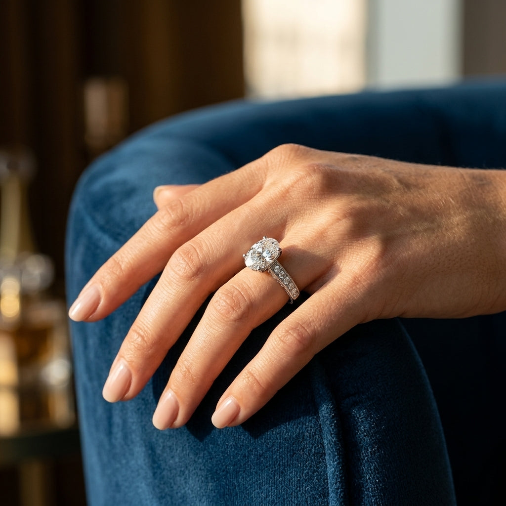 Vintage-Inspired Milgrain Engagement Ring - worn lifestyle photo