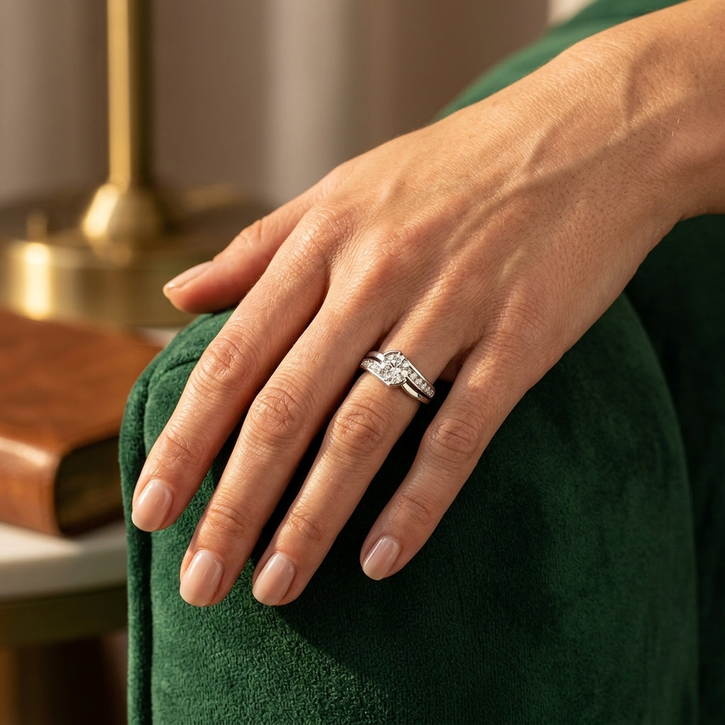 Bypass Channel Set Engagement Rings - worn lifestyle photo